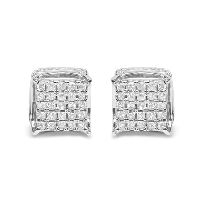 10K White Gold 1/2 Cttw Princess Cut Diamond Square Shaped Multi Stone Stud Earrings (H-I Color, SI1-SI2 Clarity)