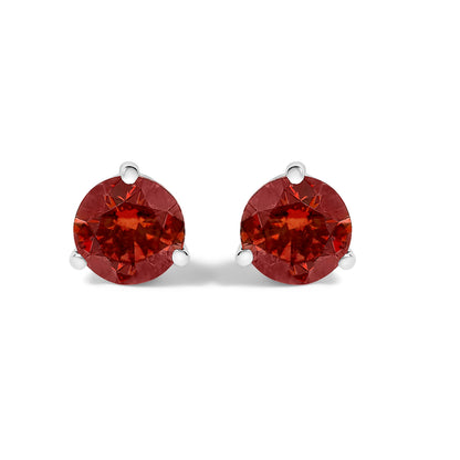 14K White Gold 3/4 Cttw Red Lab-Grown Diamond Classic 3-Prong Martini Set Solitaire Stud Earrings