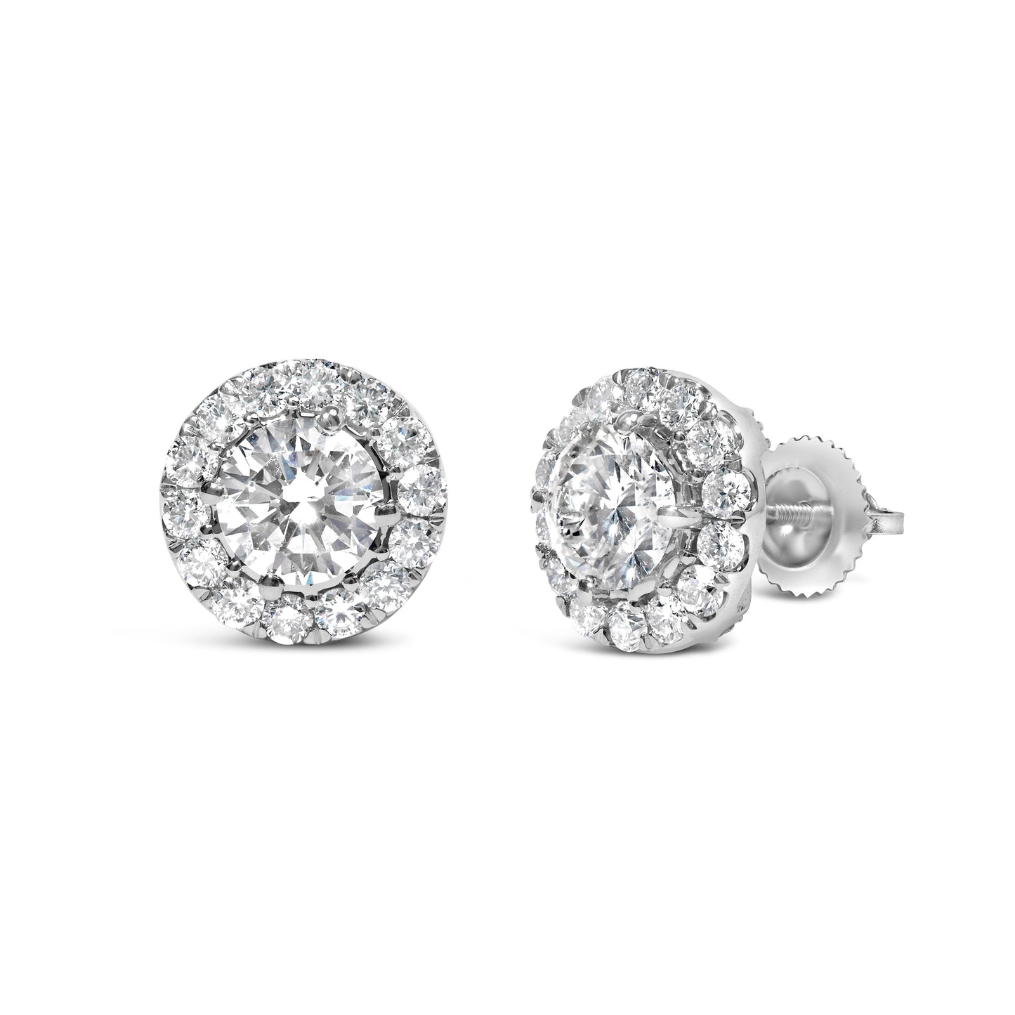 14K White Gold 3.0 Cttw Lab-Grown Diamond Hidden Halo Stud Earrings