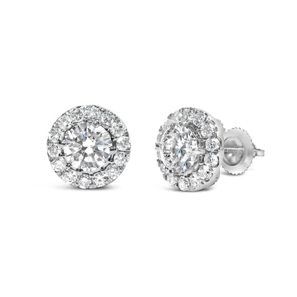 14K White Gold 3.0 Cttw Lab-Grown Diamond Hidden Halo Stud Earrings