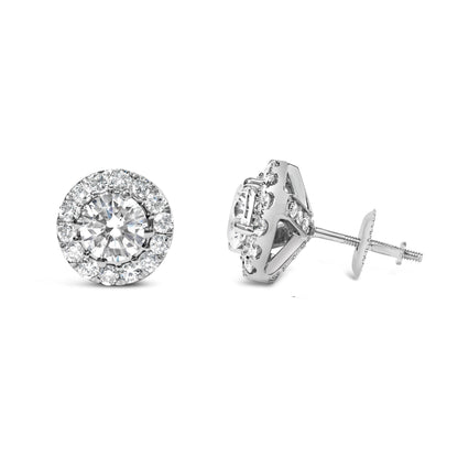 14K White Gold 3.0 Cttw Lab-Grown Diamond Hidden Halo Stud Earrings