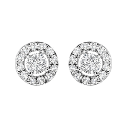 14K White Gold 3/4 Cttw Lab-Grown Diamond Floating Halo Stud Earring (F-G Color, VS1-VS2 Clarity)