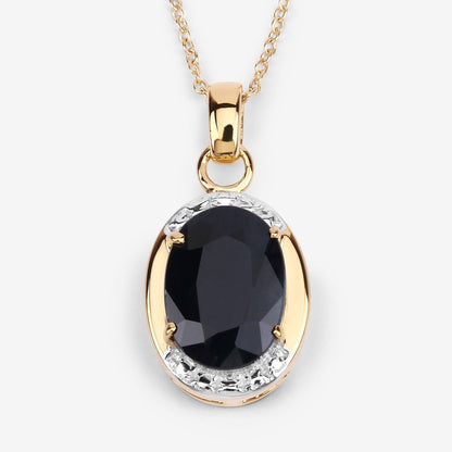 7.50 Carat Genuine Black Sapphire .925 Sterling Silver Pendant