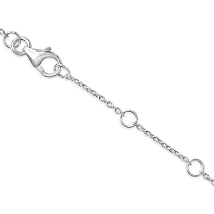 10K White Gold Diamond Accent "A" Initial Charm and Link Bracelet
