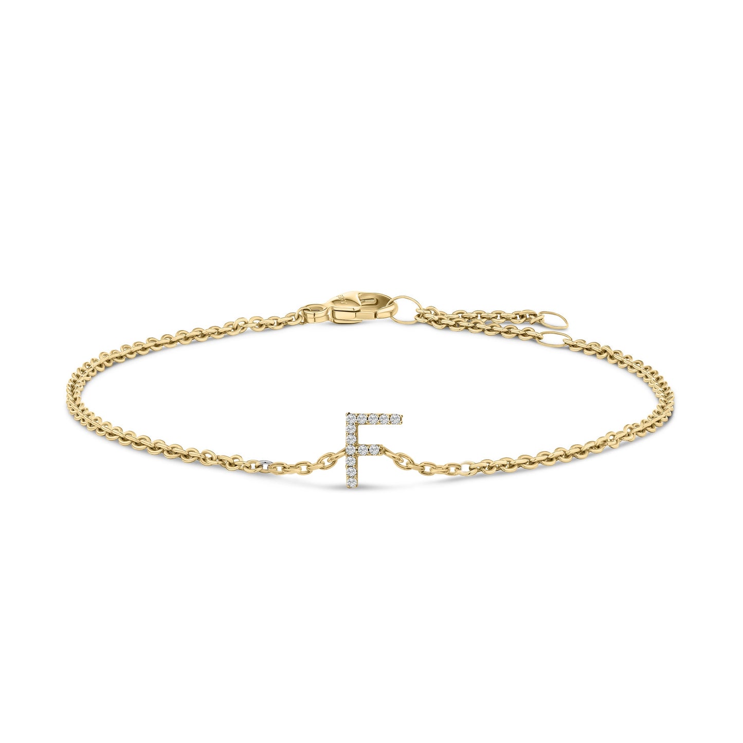 10K White Gold Diamond Accent "A" Initial Charm and Link Bracelet