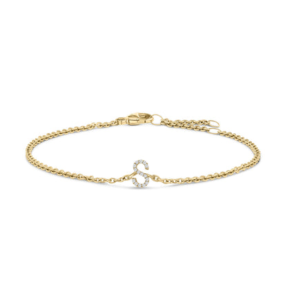 10K White Gold Diamond Accent "A" Initial Charm and Link Bracelet
