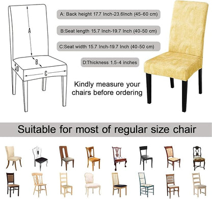 JQinHome Pattern Chair Covers for Dining Room Set of 6, High Stretch Removable Washable Parsons Chair Slipcover for Home Party Hotel Wedding Ceremony (Quicksand Beige,6PCS)