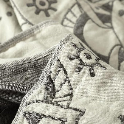 MSGKV Boho Throw Blanket for Couch Sofa Bed, 100% Cotton Blankets 80''x 90'' Woven Blankets Boho Quilt, Versatile KnitWoven Blanket, Super Soft Decorative Blanket for Chair Sofa and Living Room