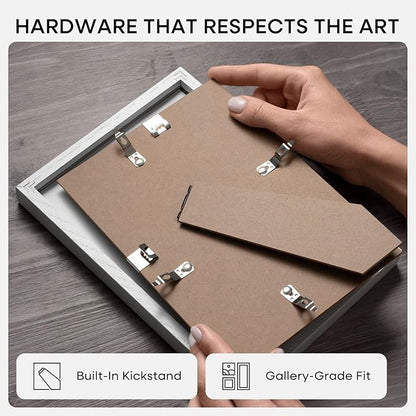 Homeforia White Picture Frames 4x6, High End Oak 4x6 Wooden Frame with Mat 3x5 Art, 4 x 6 White Wood Frames Matted to 3 x 5 inch Photo, 6by4 Wall or Tabletop Frame, Tempered Glass, Wall Kit, Set of 1