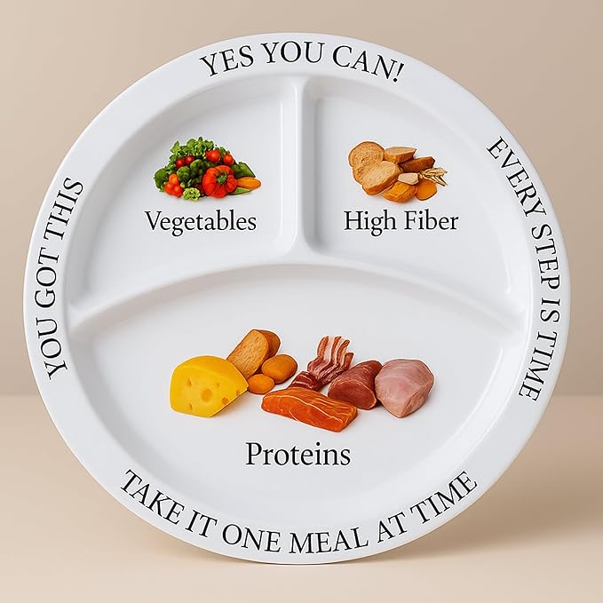 Bariatric Portion Control Plates for Weight Loss - Perfect for Bariatric Surgery Patients, Portion Control Containers for Easy Weight Management and Healthy Eating Habits - 2 Pack