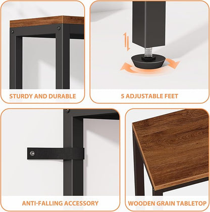 Narrow Sofa Table with 2 Power Outlets, 71” Thin Console Tables Narrow Long, Behind Couch Table Skinny, Wood Console Tables for Entryway, Living Room, Hallway, Foyer, Rustic Brown