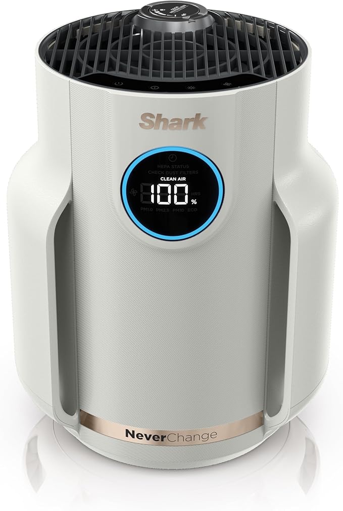Shark NeverChange Air Purifier Compact Pro, Long-Lasting HEPA-Exceeding Filtration, For Pet Dander, Dust, Smoke, Allergens, Up to 250 sq. ft., Odor Neutralizer, Bedroom, Nursery, Dorm, HP072 (2025)