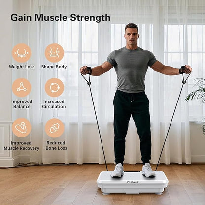 3D Vibration Plate Exercise Machine for Lymphatic Drainage, Whole Body Vibration Plate for Weight Loss, 330lbs Capacity Vibrating Platform Board Home Gym Quiet, 5 Yoga Belts & 2 Resistance Bands