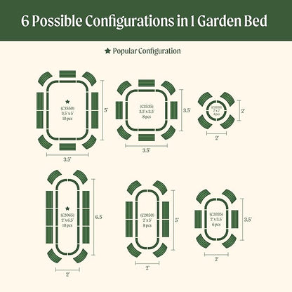Vego garden 32" Extra Tall Raised Garden Bed Kits, 6 in 1 Modular Raised Planter Box for Vegetables Flowers Fruits Oval Metal Raised Garden, Sky Blue