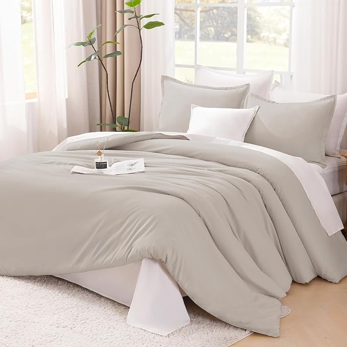 Litanika Linen Super King Plus Comforter Set, 3 Pieces Linen Lightweight Solid Super King Plus Bedding Comforter Set, All Season Fluffy Bed Set (1 Comforter & 2 Pillowcases)