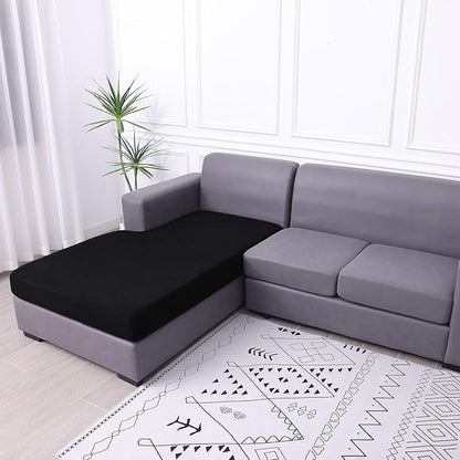 hyha Waterproof Sectional Couch Covers, Non Slip Sofa Couch Cushion Covers L Shape, Thick Stretch Jacquard Fabric, Washable Sofa Slipcovers with Elastic Bottom (1 Piece for Chaise, Black)