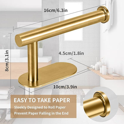 Toilet Paper Holder,Gold,Wall Mount, Upgraded Adhesive Toilet Roll Holder,no Drilling,Bathroom/Rv/Washroom,SUS 304 Stainless Steel,Rustproof (Gold, 2 Pieces)