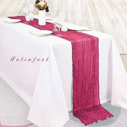 Hot Pink 6 Pack Cheesecloth Table Runner 10FT Boho Fabric Rustic Cheese Cloth Table Runner for Wedding 20 x 120 Inch Long Bridal Shower Baby Shower Gauze Sheer Birthday Party Table Decorations