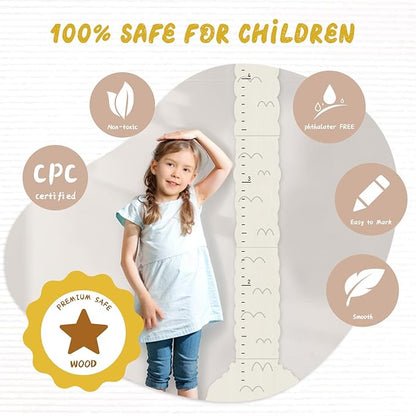 Personalized Name Height Chart for Kids, Alpaca Wood Growth Chart, Height Measuring for Children, Boy Girls Height Wall Chart Growth Measuring Ruler for Nursery Decor, Lightweight