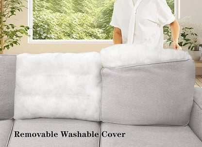 L Lengend Vansen Modular Sectional Sofa U Shaped Couch with Ottoman Modern Reversible Corner Sectional Couch for Living Room (Light Grey, U Shaped Sofa-1)