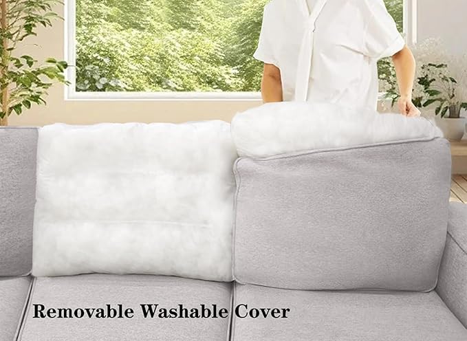 L Lengend Vansen Modular Sectional Sofa U Shaped Couch with Ottoman Modern Reversible Corner Sectional Couch for Living Room (Light Grey, U Shaped Sofa-4)