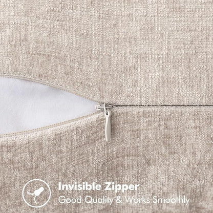 MIULEE Pack of 2 Couch Throw Pillow Covers 18x18 Inch Light Brown Farmhouse Decorative Pillow Covers with Stitched Edge Soft Chenille Solid Dyed Pillow Covers for Sofa Bed Living Room