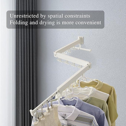 Wall Mounted Clothes Drying Rack,Drying Rack Clothing Wall Mount with Foldable Features(Tri-Fold),Space Saver,Wall Mounted Drying Rack for Laundry Balcony Bathroom (White)