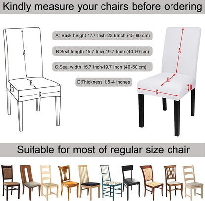 JQinHome 4 Pcs Dining Chair Slipcover, High Stretch Removable Washable Chair Seat Protector Cover for Home Party Hotel Wedding Ceremony