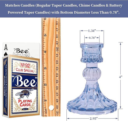 12PCS Blue Candlestick Holders Set- 4" H Taper Candle Holders, Glass Candle Holders Bulk for Wedding, Party, Home Table Centerpieces, Festival Gifts & Windowsill Decor