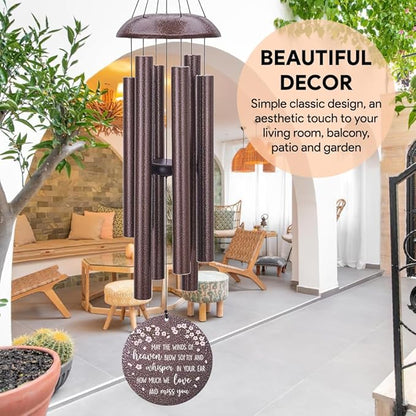 Personalized Wind Chimes, Peach Blossom Sympathy Wind Chime, in Loving Memory for Loss of Loved Dad/Mom, Large Commemorative Sympathy Bereavement Condolences Gifts for Funeral