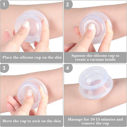 16 Pcs Silicone Cupping Therapy Set Anti Cellulite Cup Vacuum Suction Massage Cup Silicone Cupping Therapy Set for Cellulite Reduction Myofascial Release Massage Therapist Home Use (Clear)