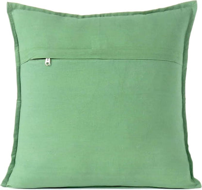 Eyes of India Embroidered Decorative Boho Throw Pillow Cover with Mirrors, Handmade Bohemian Accent Cushion Case for Sofa Couch Bedroom Living Room (Green, 16" x 16")