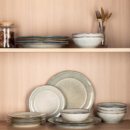 AmorArc Ceramic Dinnerware Sets, Handmade Stoneware Reactive Glaze Plates and Bowls Set, Scratch Resistant | Dishwasher & Microwave Safe Dishes Set, Service for 4 (12pc)