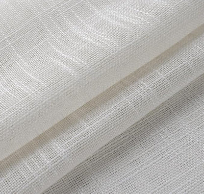 MIUCO Semi Sheer Curtains Poly Linen Textured Solid Grommet Curtains 95 Inches Long for French Doors 2 Panels (2 x 37 Wide x 95" Long) Beige