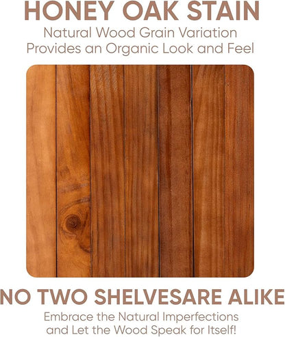 Homeforia 48 inch Oak Floating Shelf, High End Solid Real Wood 48inch Floating Shelves for Wall Mounted, Honey Oak Wooden 48in Large Floating Shelves, Heavy Duty Bracket, 48 X 6.5 X 1.75 in, Set of 2