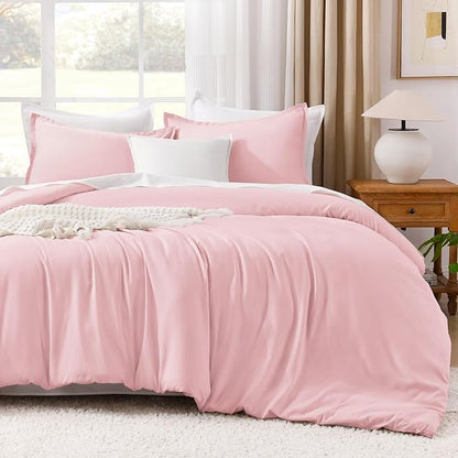 Litanika Pink Twin/Twin XL Comforter Set, 2 Pieces Girls Teen Kids Cute Soft Solid Bedding Comforter Set, All Season Bed Set (66x90In Comforter & 1 Pillowcase)