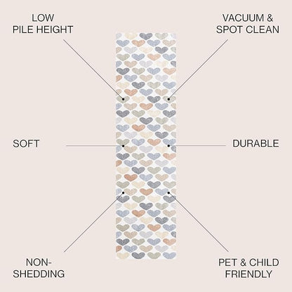 JONATHAN Y Machine-Washable Ivory/Blue/Orange Runner Rug, 2x8, Dila Modern Hearts Geometric, Kids & Novelty, Vintage, Bedroom, Kitchen, Living Room, Easy-Cleaning, Non-Shedding (KDW101A-28)