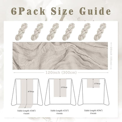 6 Pack Rose Brown Cheesecloth Table Runner 10FT Rustic Gauze Fabric Cheese Cloth Table Runner for Wedding Bridal Baby Shower Table Decor Boho Sheer Birthday Party Table Decorations 20 x 120 Inch Long
