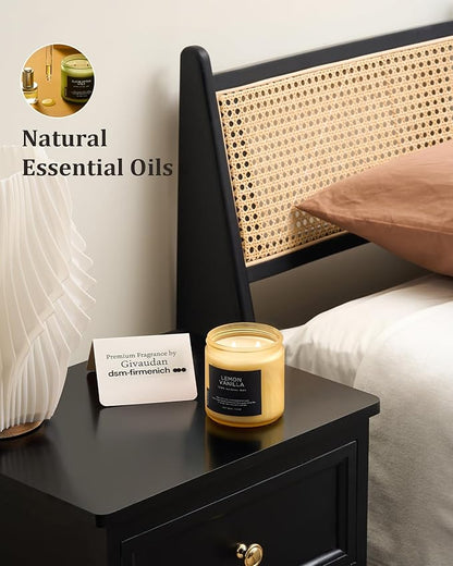 M&SENSE Candles Lemon Vanilla Scented, 11.6oz 70 Hour Long Lasting Candles for Home, 2 Wick Natural Soy Wax in Glass Jar, Stress Relief Gifts for Women and Men