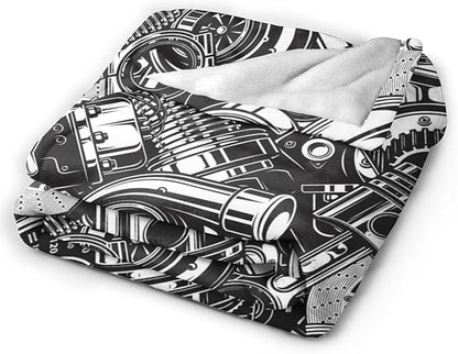 HGOD DESIGNS Automobile Car Parts Pattern Flannel Fleece Bed Blanket Throw Blanket Lightweight Cozy Plush Blanket for Bedroom Living Rooms Sofa Couch 40"x50"