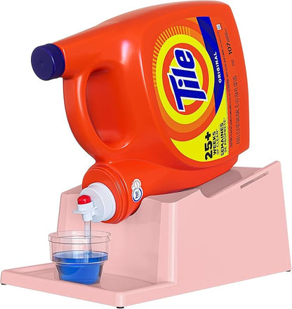 TidyFriend No-Spill Liquid Laundry Detergent Dispenser Holder, Laundry Soap Dispenser Holder with Drip Tray for Laundry Room Organization (No Strap and No Detergent Bottle Incl (Rose)