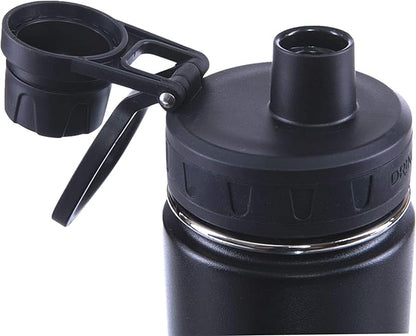 Drinco Stainless Steel Water Bottle Spout Lid Vacuum Insulated Double Wall Water Bottle Wide Mouth (40oz 32oz 22oz 18oz 14oz) Leak Proof Keep Cold Sport Camping Hiking (22 oz, 22oz Black)