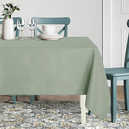 sancua Rectangle Tablecloth - 60 x 102 Inch - Stain and Wrinkle Resistant Washable Polyester Table Cloth, Decorative Fabric Table Cover for Dining Tables, Buffet Parties and Camping, Sage Green
