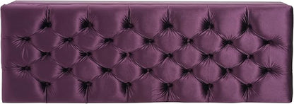 Christopher Knight Home Gloust Velvet Storage Ottoman, Upholstered Rectangular Storage Bench, Living Room Seating, Tufted BottonFoot Rest Stool for Home Office, Entryway and Bedroom, Purple