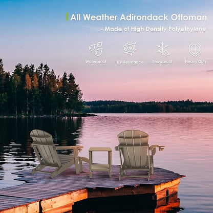 GREENVINES Adirondack-Ottoman | Wood Grain | Set of 4 | HDPE Plastic | Outdoor Footrest | All Weather | Foot Rest | Foot Stool | Desert Brown | for Adirondack Chair