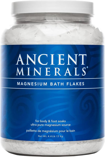 Ancient Minerals Magnesium Bath Flakes - Bathing Alternative to Epsom Salt - Soak in Natural Salts - High-Absorption Efficiency for Relaxation, Wellness & Muscle Relief (4 .4 lb)