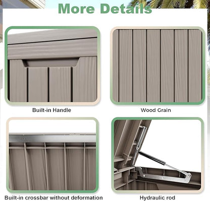 81 Gallon Outdoor Storage Box Waterproof, UV Resistant Resin Deck Box with Hydraulic Rod, Lockable Design and Enhanced Durability for Patio, Garden, and Poolside Use