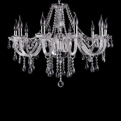 LIUMANG Modern Elegant 10 Lights K9 Crystal Glass Chandelier Pendant Ceiling Lighting European Style for Dining Living Room Bedroom Transparent, 10 E12 Bulbs Required