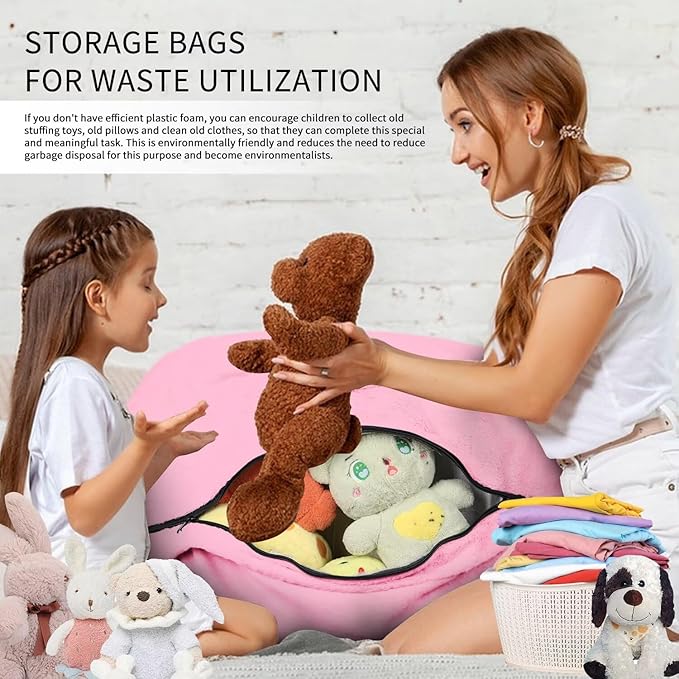 Bean Bag Chair for Adults 5FT,Soft Removable Cover for Teens/Girls Bedroom,Fluffy Giant Round Floor Beanbag Lounger Chairs (No Filler,Pink)