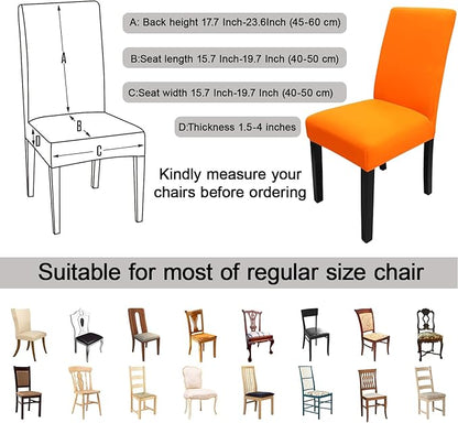 JQinHome Dining Chair Slipcover, High Stretch Removable Washable Chair Seat Protector Cover Set of 6,Chair Covers for Halloween Dining Room, Kitchen,Home Party,Wedding Ceremony(Orange, 6PC)
